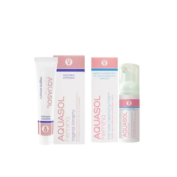 Galenica Promo Aquasol Femina Vaginal Atrophy Κρέμα για την Κολπική Ατροφία, 30ml & Δώρο Aquasol Femina Intimate Cleansing Foam Αφρός Καθαρισμού, 40ml, 1σετ