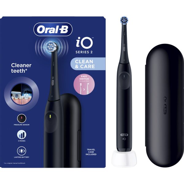 Oral-B iO Series 2 Ηλεκτρική Οδοντόβουρτσα Μαύρη με Θήκη, 1 τεμάχιο