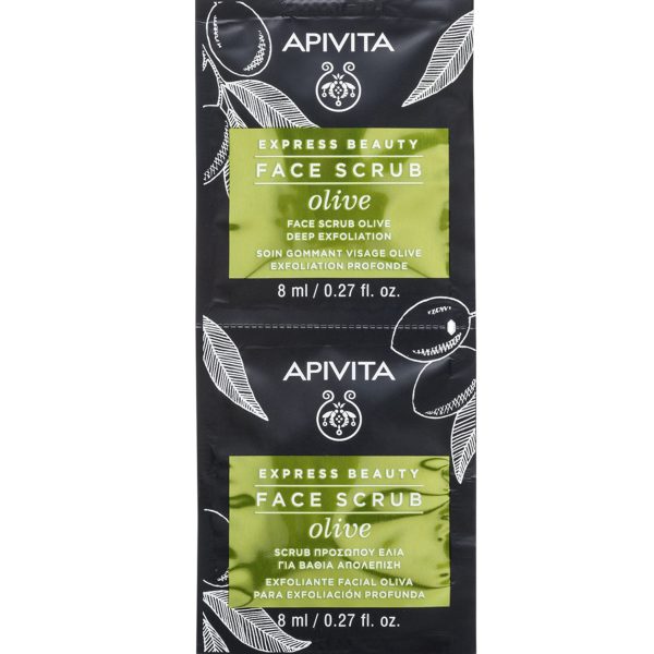 Apivita Express Beauty Scrub Προσώπου με Ελιά για Βαθιά Απολέπιση 2x8ml