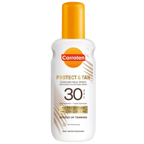 Carroten Tan & Protect Suncare Milk Spray Spf30 Αντηλιακό Προσώπου & Σώματος για Γρήγορο Μαύρισμα 200ml