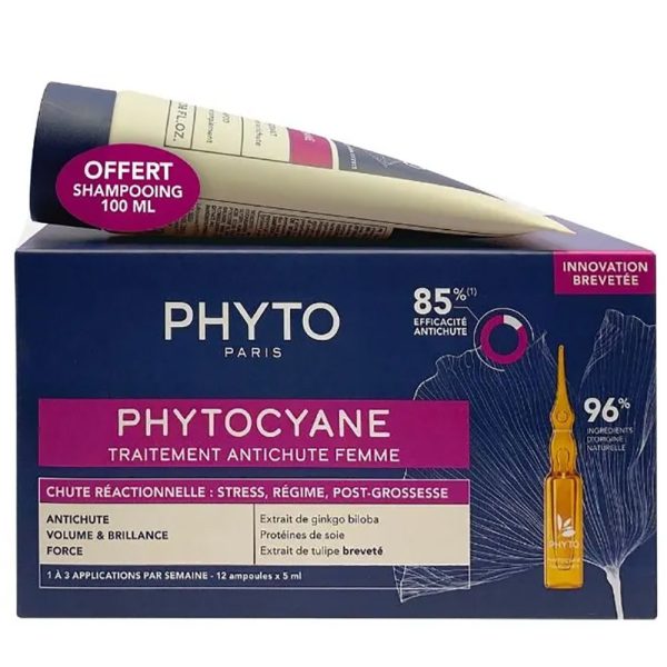 Phyto Πακέτο Προσφοράς Phytocyane Anti-Hair Loss Treatment for Women 12x5ml & Δώρο Phytocyane Anti Hair Loss Treatment Complement Shampoo 100ml