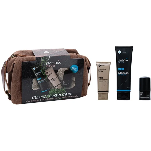 Medisei Panthenol Extra Promo Men 3in1 Body Cleanser 200ml & Face & Eye Cream 100ml & Deodorant Roll-On 50ml & Δώρο Νεσεσέρ 1 Τεμάχιο