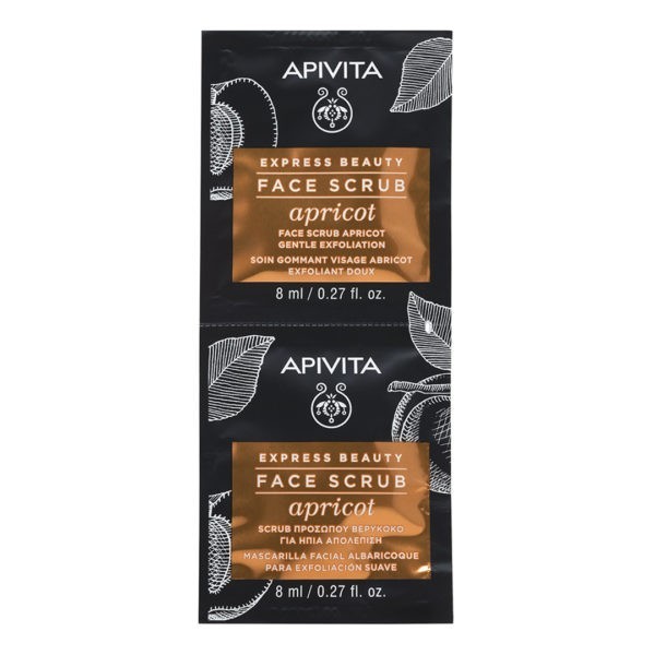 Apivita Express Beauty Scrub Προσώπου με Βερύκοκο για Ήπια Απολέπιση 2x8ml