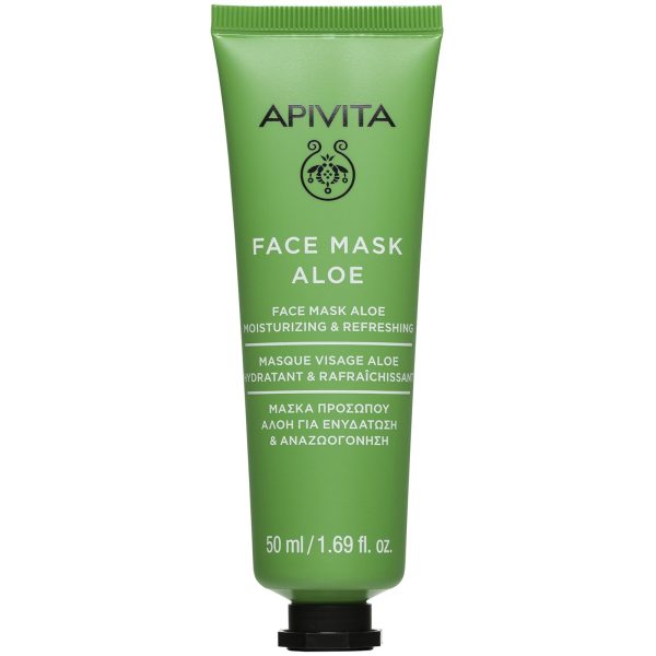 Apivita Face Mask Aloe Μάσκα Προσώπου με Αλόη, για βαθιά ενυδάτωση & προστασία από ερεθισμούς, 50ml