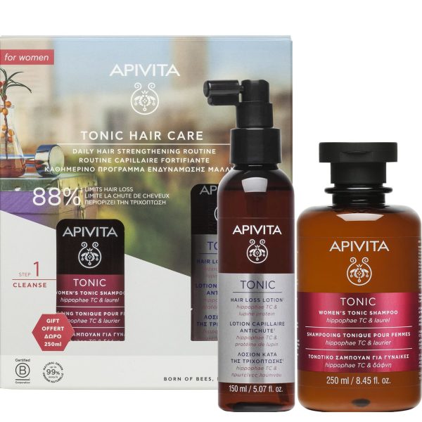 Apivita Promo με Women's Tonic Hair Loss Lotion Κατά της Τριχόπτωσης, 150ml & Δώρο Women's Tonic Shampoo Τονωτικό Σαμπουάν για Γυναίκες, 250ml, 1σετ
