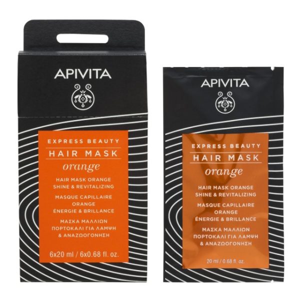 Apivita Express Beauty Μάσκα Μαλλιών Λάμψης & Αναζωογόνησης με Πορτοκάλι 20ml