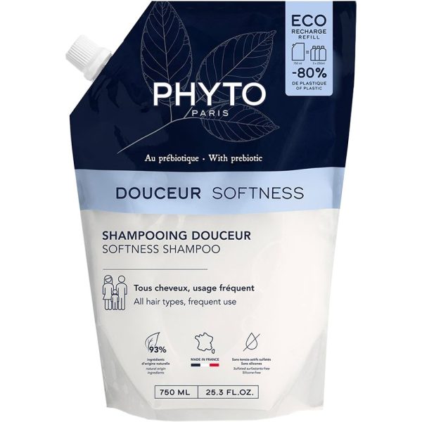 Phyto Douceur Softness Shampoo for All Hair Types Ανταλλακτικό Σαμπουάν Καθημερινής Χρήσης για Απαλά & Λαμπερά Μαλλιά, Κατάλληλο για Όλη την Οικογένεια 750ml Refill