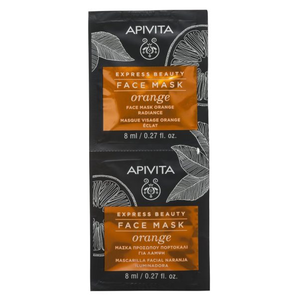Apivita Express Beauty Μάσκα Προσώπου με Πορτοκάλι για Λάμψη 2x8ml