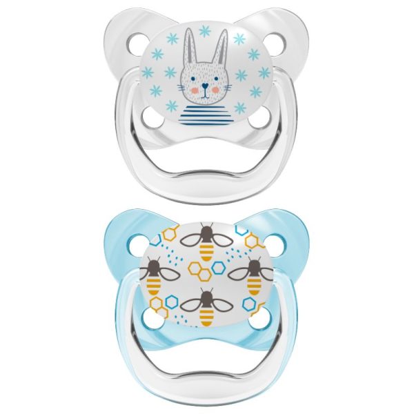 Dr. Brown's PreVent Orthodontic Soother 0-6m Λευκό - Γαλάζιο 2 Τεμάχια