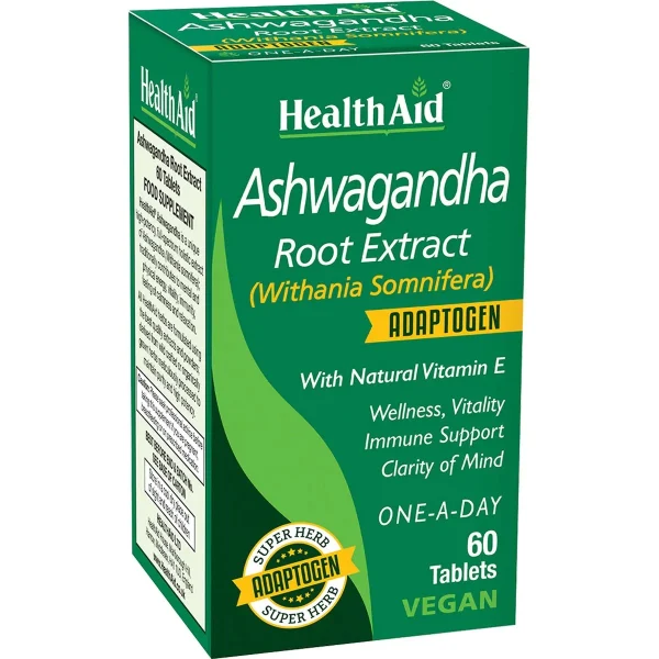 Health Aid Ashwagandha Root Extract για Ηρεμία, Ενέργεια & Υποστήριξη του Ανοσοποιητικού, 60tabs