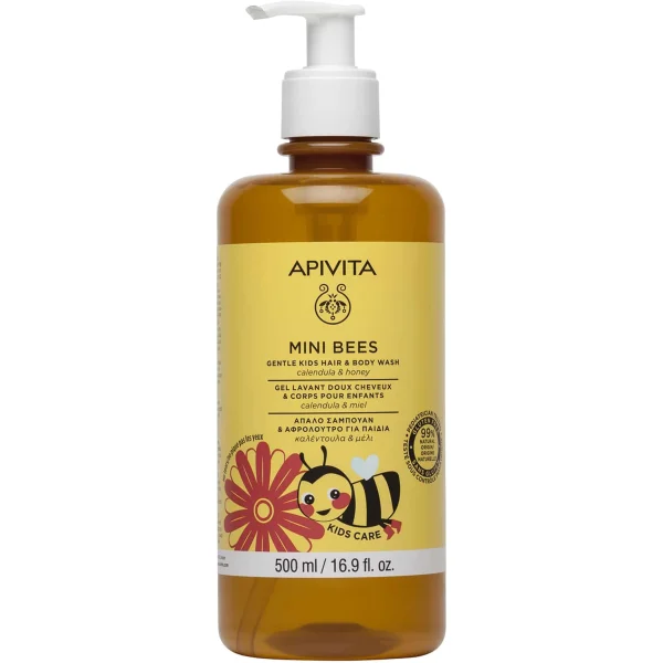 Apivita Mini Bees Απαλό Σαμπουάν & Αφρόλουτρο για Παιδιά με Καλέντουλα & Μέλι, 500ml