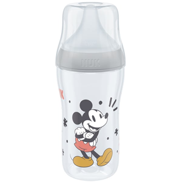 Nuk Μπιμπερό Πλαστικό 260ml 3+m Perfect Match Σιλικ. Temperature Control Mickey M Grey