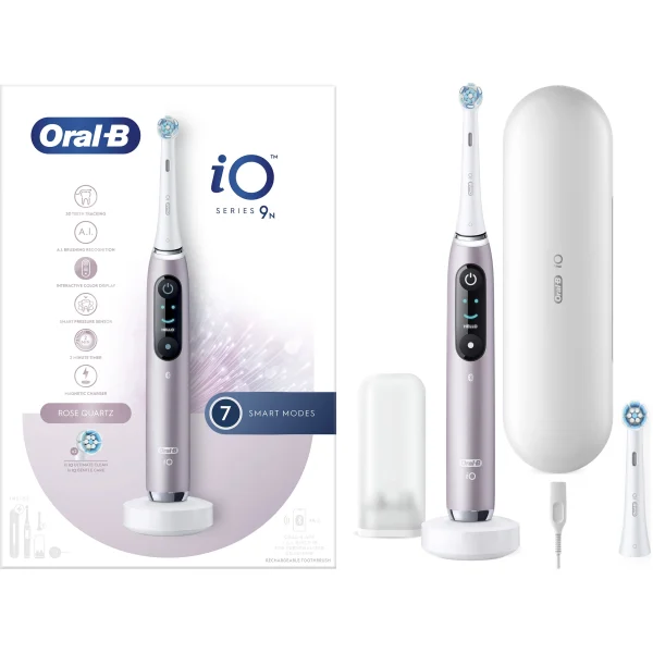 Oral-B iO Series 9N Hλεκτρική Οδοντόβουρτσα Magnetic Rose Quartz 1τμχ & Θήκη Ταξιδίου