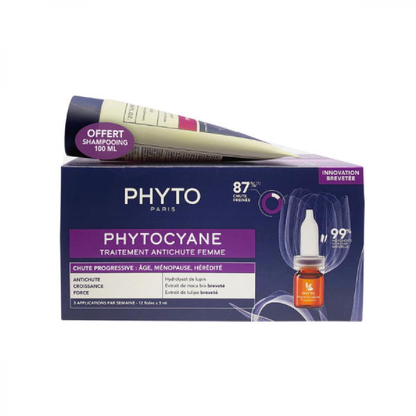 Phyto Promo Phytocyane Anti-Hair Loss Treatment For Women With Progressive Hair Loss Θεραπεία 12x5ml & Δώρο Anti Hair Loss Treatment Complement Shampoo 100ml