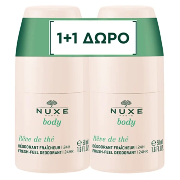 Nuxe Promo Body Reve de the Fresh-Feel 24h Deodorant Αποσμητικό 24ωρης Προστασίας για Όλους τους Τύπους Δέρματος 100ml (2x50ml)