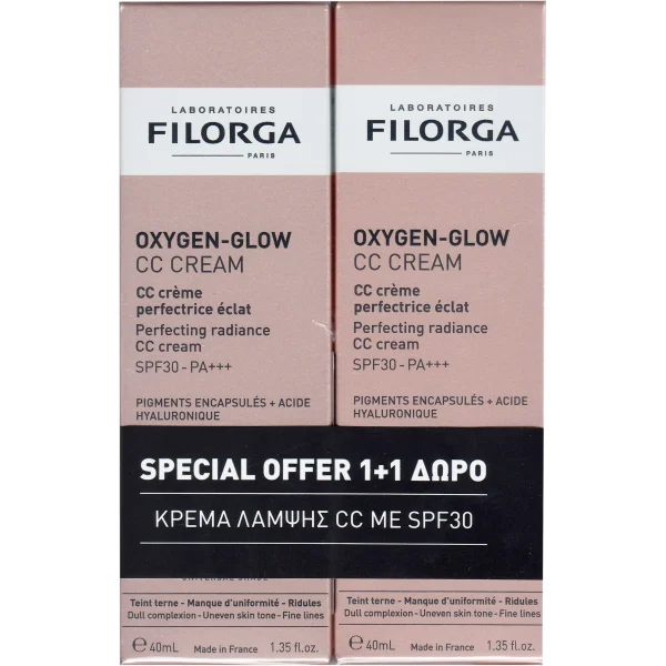 Filorga Promo Oxygen-Glow Perfecting Radiance CC Cream Spf30 Ενυδατική Κρέμα Προσώπου Υψηλής Προστασίας με Υαλουρονικό Οξύ 80ml (2x40ml)