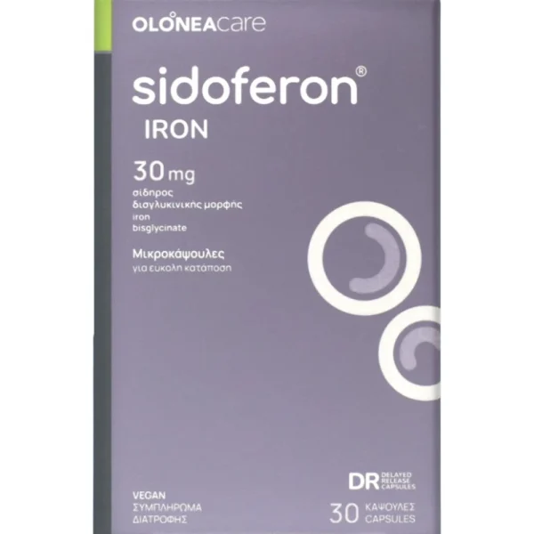 Olonea Sidoferon Iron Plus Συμπλήρωμα Διατροφής για τη Σιδηροπενία & τη Σιδηροπενική Αναιμία, 30κάψουλες