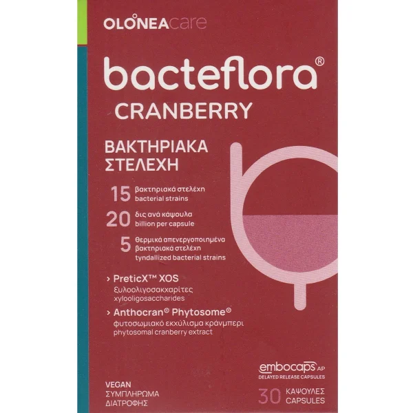 Olonea Bacteflora Cranberry Συμπλήρωμα Διατροφής με Κράνμπερι & Προβιοτικά για Πρόληψη - Προστασία του Ουροποιητικού Συστήματος 30caps