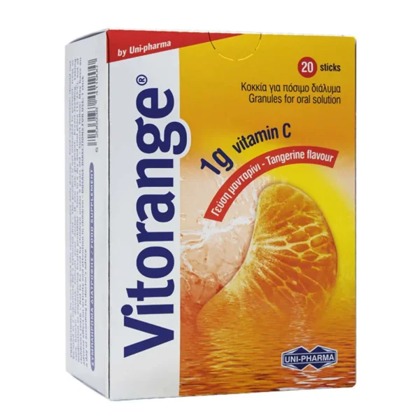 Uni-Pharma Vitorange 1gr Vitamin C Συμπλήρωμα Διατροφής με Βιταμίνη C και Γεύση Μανταρίνι 20 φακελίσκοι