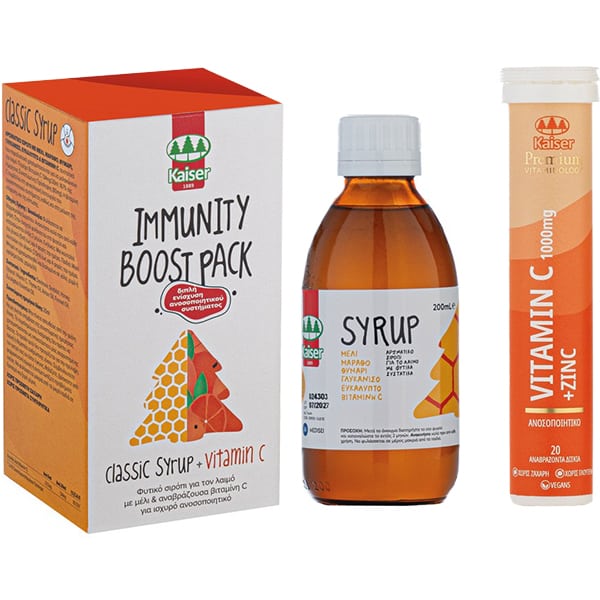 Kaiser Promo Classic Syrup 200ml & Vitamin C 1000mg Plus Zinc 10mg με Γεύση Πορτοκάλι 20 Αναβράζοντα Δισκία