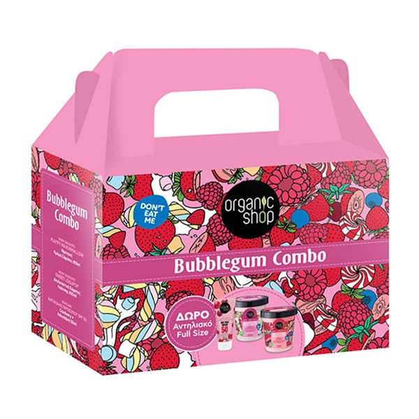 Organic Shop by Natura Siberica Bubblegum Combo Body Desserts Sweet Lollipop Απολεπιστικό Σώματος, 450ml, Body Desserts Fluffy Marshmallow Κρέμα Σώματος, 450ml & Δώρο Αντηλιακό Προσώπου Full Size SPF50, 50ml, 1σετ