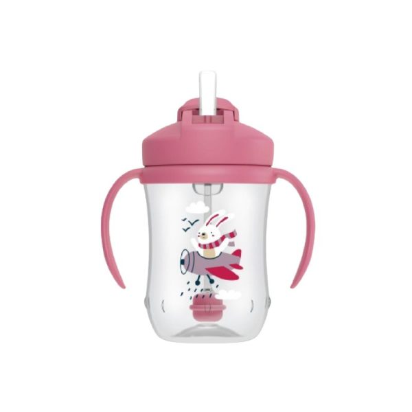Dr. Brown's Baby's First Straw Cup Κύπελλο με Εύπλαστο Καλαμάκι Ροζ 6m+, 270ml