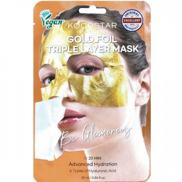 Kocostar Premium Gold Foil Triple Layer Mask Μάσκα Προσώπου για Ενυδάτωση, 25ml