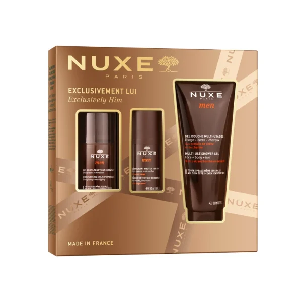 Nuxe Men  Set Exclusively Him με Multi-Use Shower Gel Ανδρικό Αφρόλουτρο, 200ml, Gel Ενυδάτωσης Προσώπου, 50ml, Ανδρικό Αποσμητικό 24ωρης Προστασίας, 50ml, 1σετ