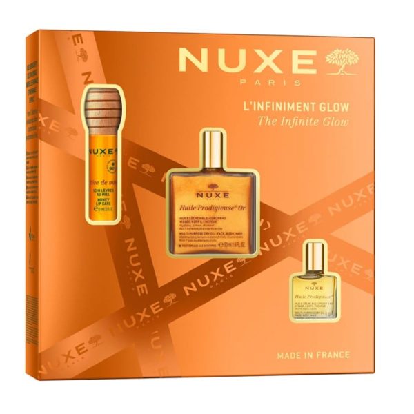 Nuxe  Set The Infinite Glow με Huile Prodigieuse Or Ξηρό Έλαιο για Θρέψη με Άρωμα 50ml Honey Lip Care Ενυδατικό Έλαιο Χειλιών 10ml & Huile Prodigieuse Ξηρό Έλαιο για Θρέψη 10ml 1σετ