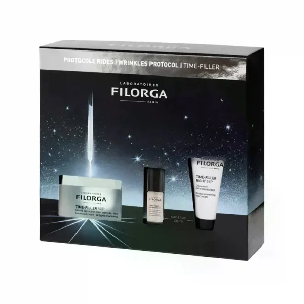 Filorga Xmas Promo Wrinkles Protocol Time-Filler 5XP Face Cream Αντιρυτιδική Κρέμα Προσώπου, 50ml, Intensive 5XP Correcting Serum Αντιρυτιδικός, 5ml, Time Filler Night 5XP Αντιρυτιδική Κρέμα Νυκτός, 14ml, 1σετ
