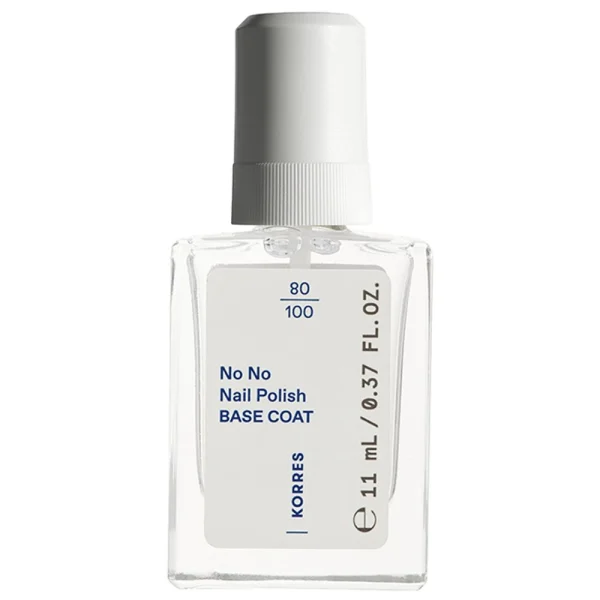Korres No No Nail Polish Base Coat Διαφανής Βάση Υψηλής Φυσικής Περιεκτικότητας που Προστατεύει τα Νύχια 11ml
