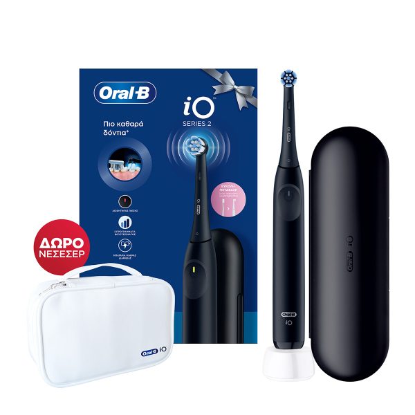 Oral-B iO Series 2 Ηλεκτρική Οδοντόβουρτσα Μαύρη & Δώρο Νεσεσέρ