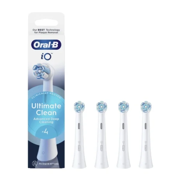 Oral-B iO Ultimate Clean Brush Heads White Ανταλλακτικές Κεφαλές Βουρτσίσματος για Επαγγελματικό Καθαρισμό Ανάμεσα στα Δόντια 4 Τεμάχια