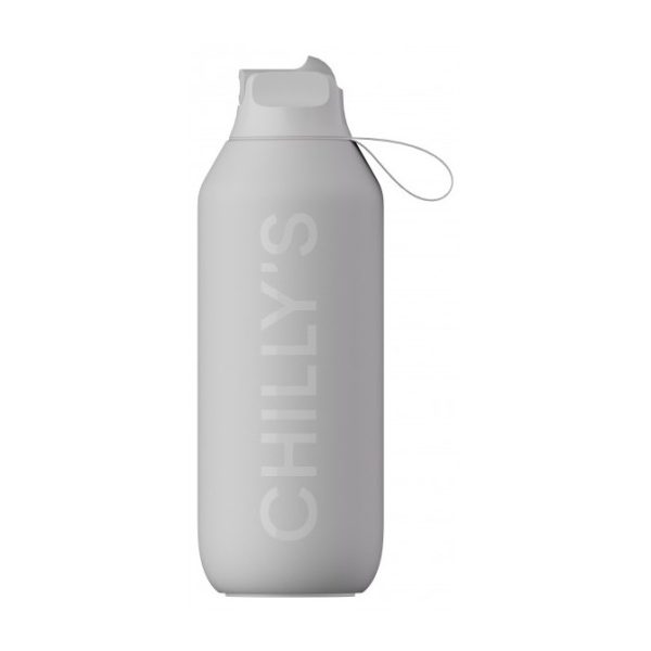 Chilly's Series 2 Flip Μπουκάλι Θερμός Ανοξείδωτο BPA Free 500ml Granite Grey με Καλαμάκι και Καπάκι-Θηλιά (Loop)