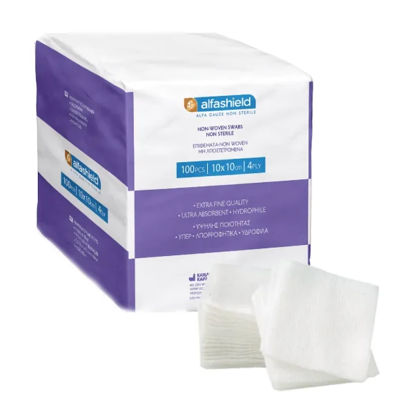 AlfaShield Non-Woven Swabs Non Sterile 10x10cm 4ply Επιθέματα μη Αποστειρωμένα 100 Τεμάχια