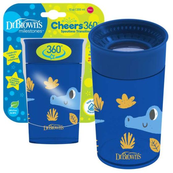 Dr. Brown's Παιδικό Πλαστικό Ποτηράκι "Cheers 360° " Μπλε 9m+ 300ml