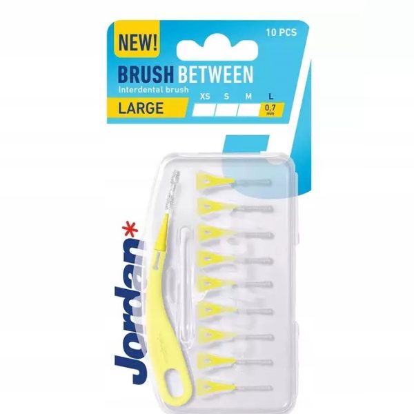 Jordan Brush Between Μεσοδόντια Βουρτσάκια με Λαβή 0.7mm Κίτρινα 10τμχ