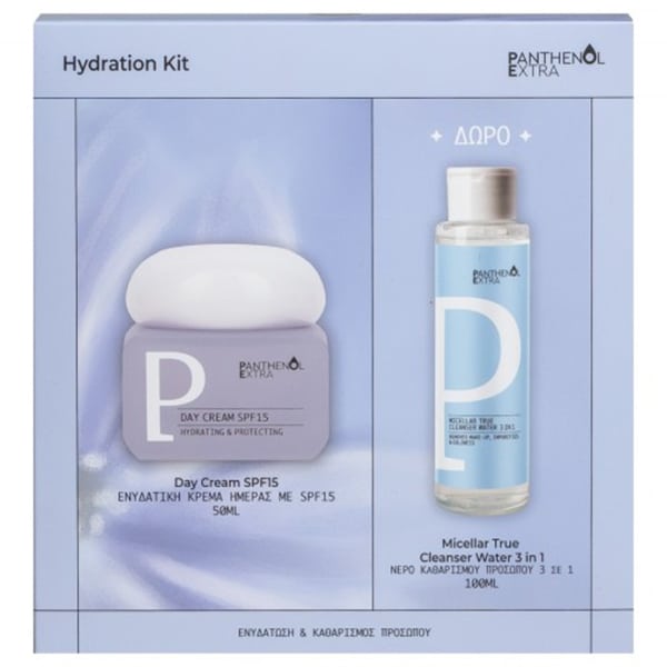Panthenol Extra Promo Hydration Kit Κρέμα Ημέρας SPF15, 50ml & Micellar True Νερό Καθαρισμού Προσώπου 3σε1, 100ml, 1σετ