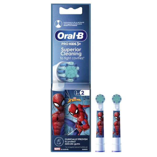 Oral -B Pro Kids Ανταλλακτικά Ηλεκτρικής Οδοντόβουρτσας Spiderman, 2 τεμάχια