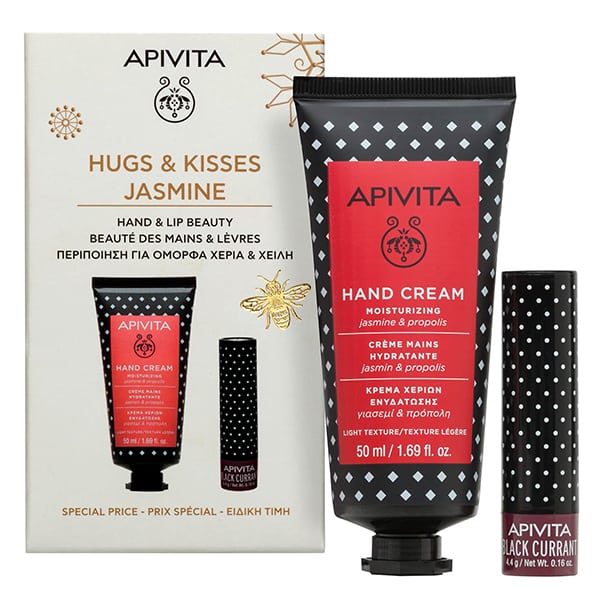 Apivita Promo Hugs & Kisses Jasmin Κρέμα Χεριών Ενυδάτωσης, 50ml & Balm Χειλιών με Φραγκοστάφυλο, 4.4g, 1σετ