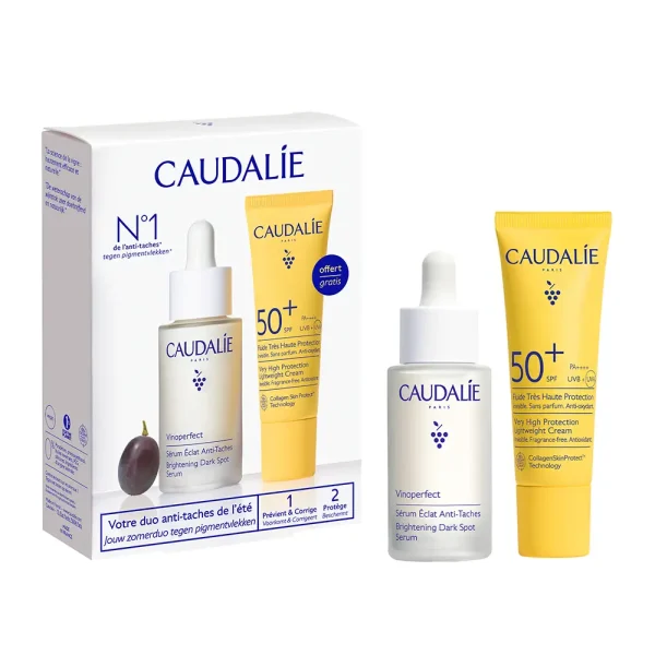 Caudalie Dark-Spot Correcting Summer Duo Promo Vinoperfect Brightening Dark Spot Serum Ορός Προσώπου Λάμψης για Πανάδες, 30ml & Vinosun Lightweight Cream Αντηλιακή Κρέμα Ελαφριάς Υφής SPF50+, 20ml, 1σετ