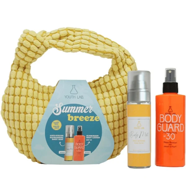 Youth Lab. Promo Summer Breeze Set Body Guard Αδιάβροχο Αντηλιακό για Πρόσωπο & Σώμα SPF30, 200ml & Body Mist Anti-Stress Exotic Sunrise Σπρέι Σώματος & Μαλλιών, 100ml & Δώρο, 1τμχ, 1σετ