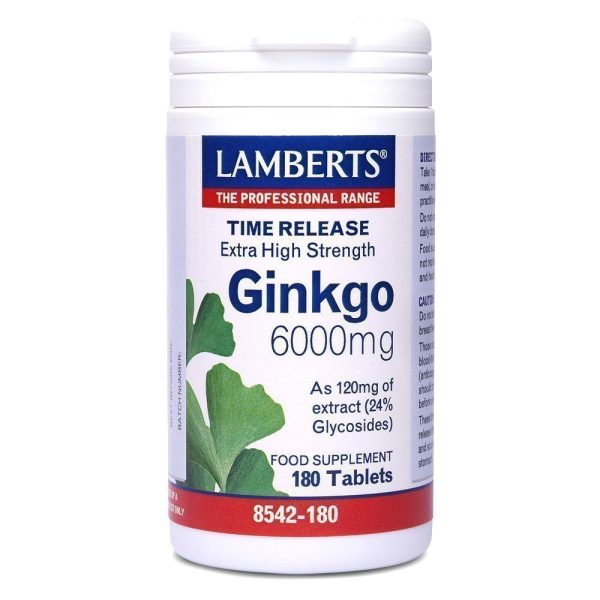 Lamberts Ginkgo Biloba Extract 6000mg βελτιωτικό μνήμης & αντιαλλεργικό 180 ταμπλέτες
