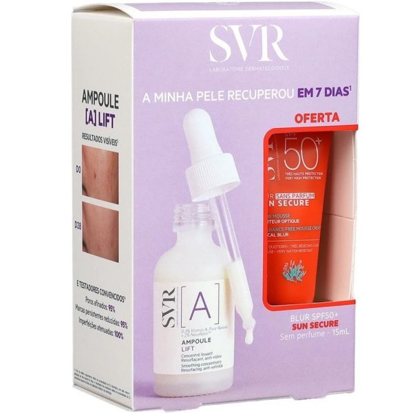 SVR Promo [A] Ampoule Lift Retinol Anti-Wrinkle Smoothing Ορός Ρετινόλης για Αντιγήρανση & Λείανση, 30ml & ΔΩΡΟ Sun Secure Blur SPF50+ Αντηλιακή Κρέμα Προσώπου με Ματ Αποτέλεσμα & Χωρίς Άρωμα 15ml