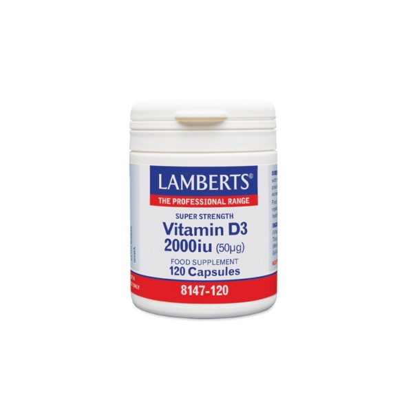 Lamberts Vitamin D3 2000iu Βιταμίνη D3 Για Υγιή Οστά, Δόντια, Μύες & Για Τη Φυσιολογική Λειτουργία Του Ανοσοποιητικού 120 Κάψουλες