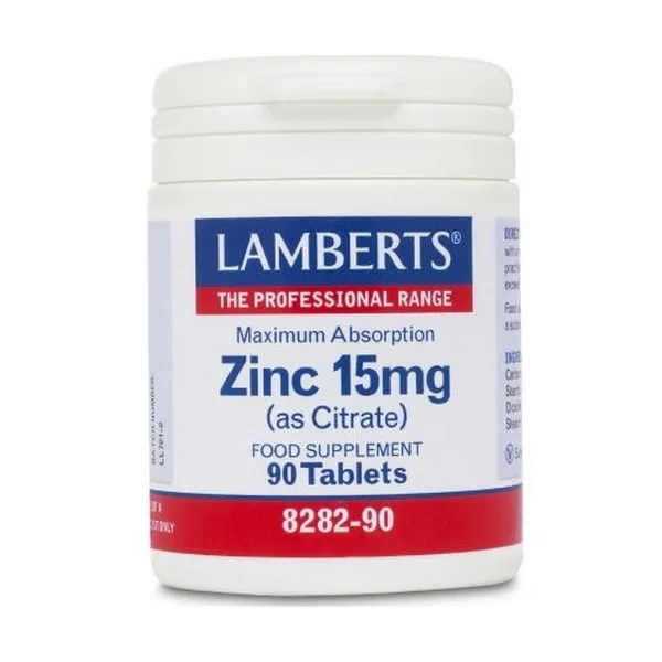 Lamberts Zinc Citrate 15mg Συμπλήρωμα Διατροφής Ψευδαργύρου για Τόνωση Ανοσοποιητικού 90 ταμπλέτες