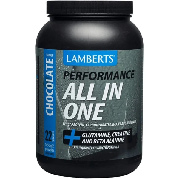 Lamberts Performance All In One Chocolate Συμπλήρωμα Διατροφής Πρωτεΐνης Ορού Γάλακτος σε Σκόνη για Χτίσιμο & Διατήρηση Μυϊκής Μάζας με Γεύση Σοκολάτα 1450gr