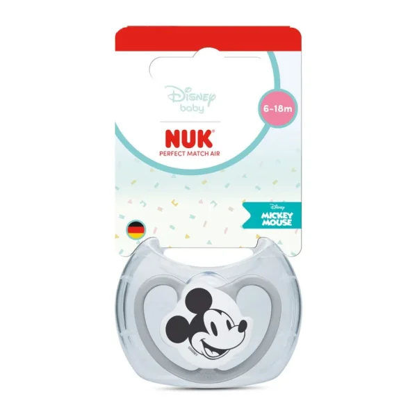 Nuk πιπίλα σιλικόνης perfect match air mickey 6-18m grey