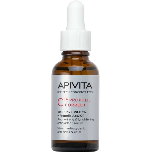 Apivita Bee Tech Concentrates C15 Propolis Correct Serum Αντιρυτιδικός & Αντιοξειδωτικός Ορός Λάμψης Προσώπου Κατά των Πανάδων με 15% Καθαρή Βιταμίνη C, 1% Βιταμίνη Ε & Πρόπολη 30ml