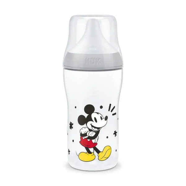 Nuk πλαστικό μπιμπερό με θηλή σιλικόνης perfect match temperature control 3m+ 260ml mickey
